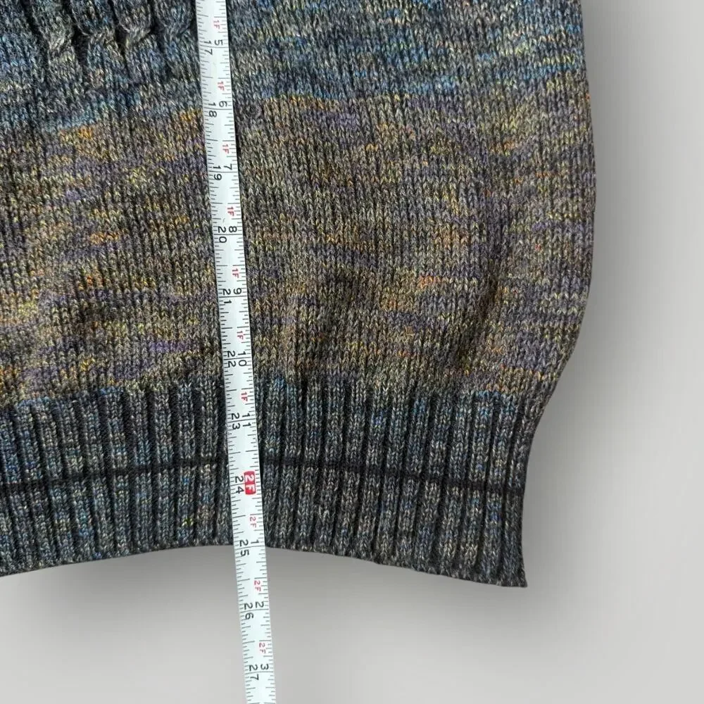 Vintage Italian Wool Blend Knit Sweater Multicolor Crewneck Made in Italy